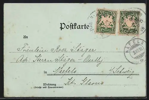 Lithographie Lindau / Bodensee, Dampfer an der Hafeneinfahrt