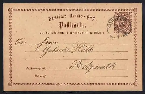 AK Rathenow Postkarte mit Korrespondenz Carl Reinisch 1873