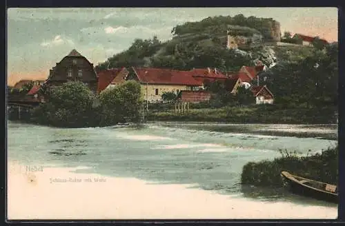 AK Nebra, Schloss-Ruine mit Wehr
