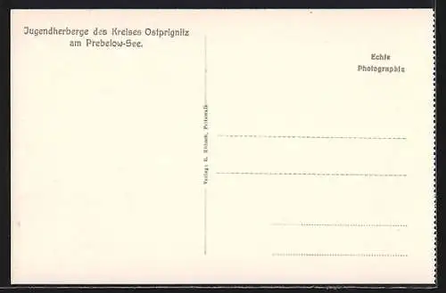 AK Prebelow, Jugendherberge des Kreises Ostprignitz am Prebelow-See