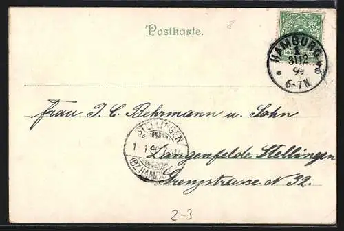 AK Briefträger stapft duch den Schnee u. bringt einen Brief, Neujahr