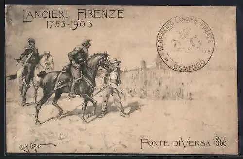 Künstler-AK Lancieri Firenze 1753-1903, Ponte di Versa 1866