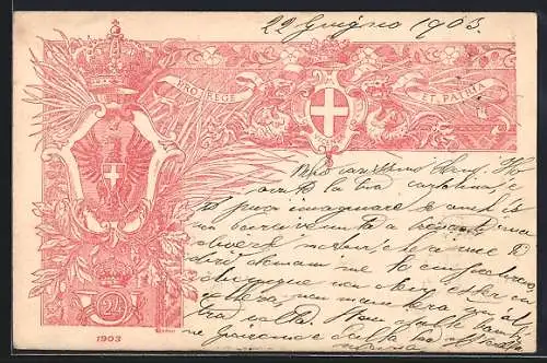 AK Vicenza, Pro. Rege et Patria 24, Königl. Wappen