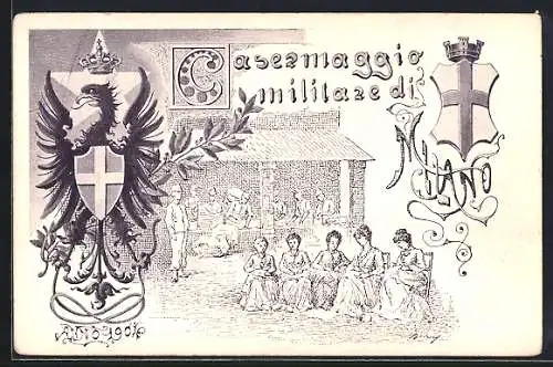 AK Milano, Casermaggio militaredi 1904, Wappen