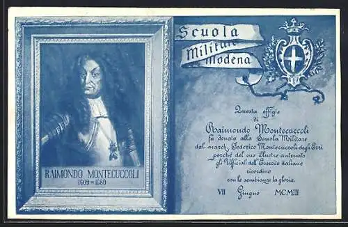 AK Scuola Militare Modena, Portrait Raimondo Montecuccoli, Wappen