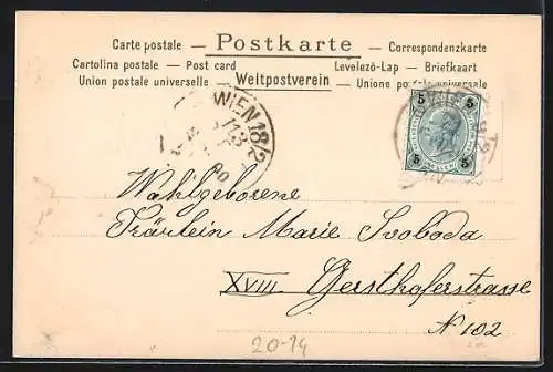 AK Hoch Franz, Elfe auf dem Maiglöckchen-Fahrrad