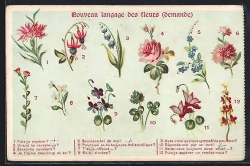 AK Nouveau langage des fleurs-demande, Blumensprache