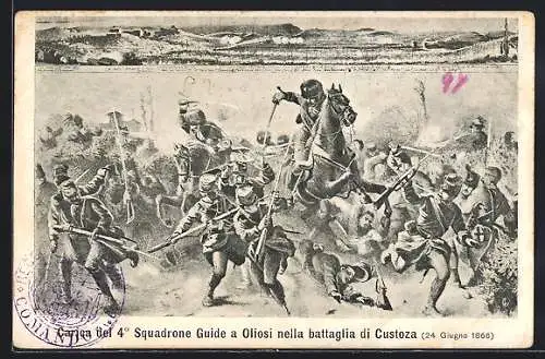 AK Carica del 4. Squadrone Guide a Oliosi nella Battaglia di Custoza, Kavallerie