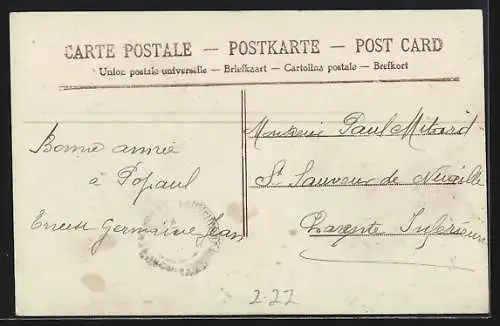 AK Postgeschichte, Administration des Postes Ettélégraphes-Par dépeche mes souhaits sincères