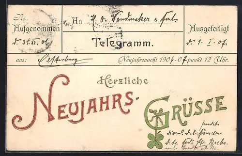 AK Postgeschichte, Telegramm Herzliche Neujahrsgrüsse