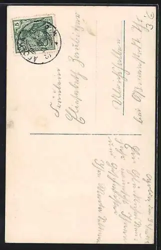 AK Prosit Neujahr, zwei Mädchen mit Schlitten