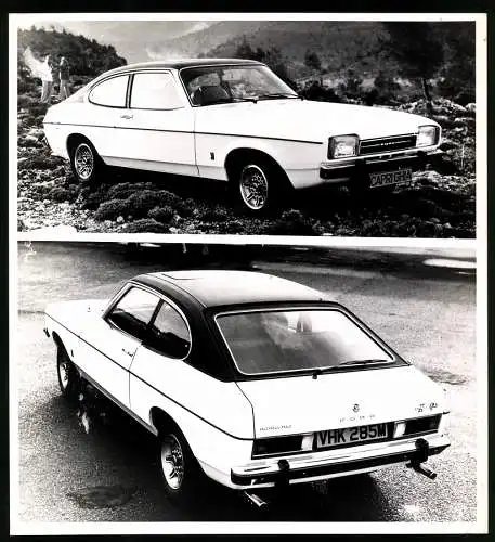 Fotografie Auto Ford Capri Ghia, Coupe in Fron - und Heckansicht, Werkfoto