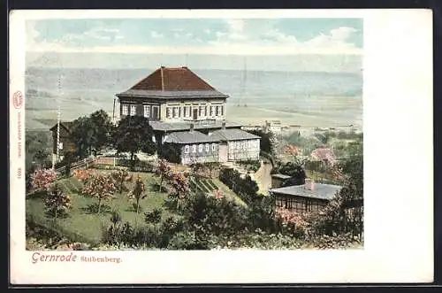 Glitzer-Perl-AK Gernrode / Harz, Hotel Stubenberg