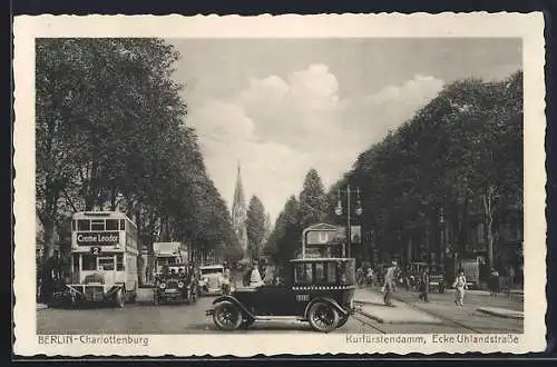 AK Berlin-Charlottenburg, Kurfürstendamm Ecke Uhlandstrasse mit U-Bahnhof