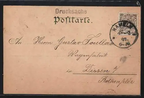Lithographie Hameln, Rattenfängerhaus, Klütturm, Felsenkeller, Finkenborn