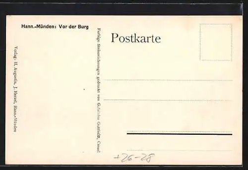 Steindruck-AK Hann.-Münden, Vor der Burg