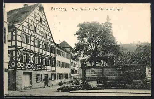 AK Bamberg, Alte Häuser in der Elisabethstrasse