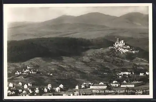 AK Haagen, Röttler Schloss, Blick ins Wiesental mit Schloss