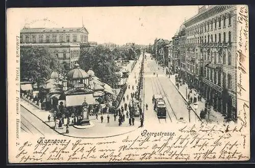 AK Hannover, Strassenbahn in der Georgstrasse