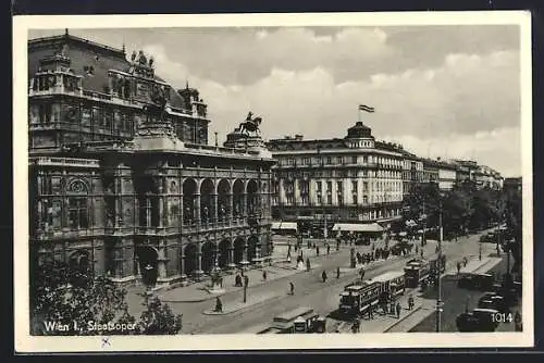AK Wien, Staatsoper mit Strassenbahn