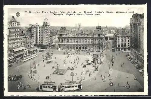 AK Bruxelles, Place Rogier, Vue Générale, Strassenbahn