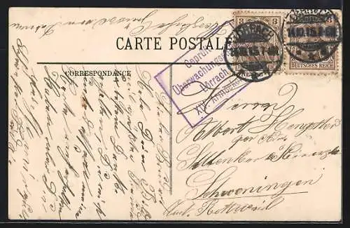 AK Marseille, La Rue de la République, Strassenbahn