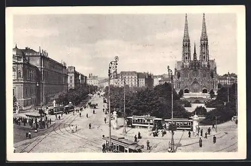 AK Wien, Freiheitsplatz mit Strassenbahnen
