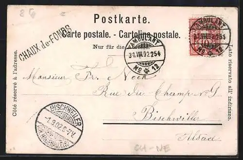 AK Chaux-de-fonds, Casino et Rue Léopold-Robert, Strassenpartie mit Strassenbahn