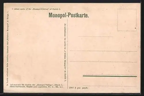 AK Genève, Rue du Mont-Blanc, Strassenpartie mit Strassenbahn