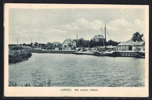AK Aurich / Ostfriesland, Am neuen Hafen
