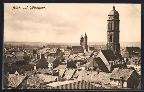 AK Göttingen, Blick auf den Ort mit Kirche