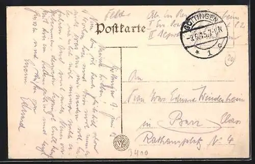 AK Göttingen, Blick auf den Ort mit Kirche