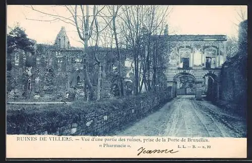 AK Villers-la-Ville, Ruines de Villers, vue d`une partie des ruine, prise de la Porte de Bruxelles