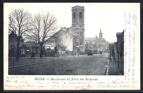 AK Mons, Boulevard et Tour des Ecoliers