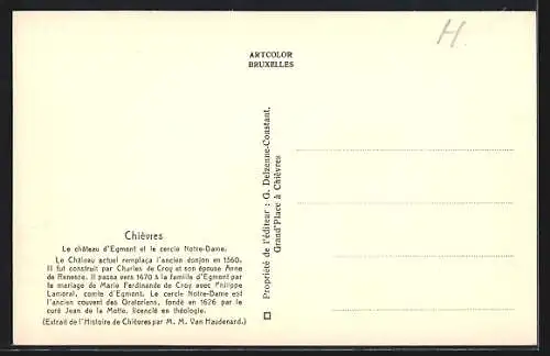 AK Chièvres, Le château d`Egmont et le cercie Notre-Dame