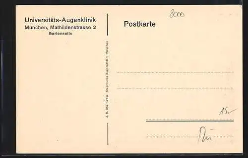 AK München, Universitäts-Augenklinik, Mathildenstrasse 2, Gartenseite