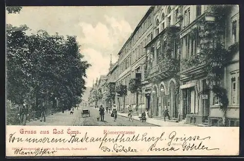 AK Bad Ems, Römerstrasse mit Passanten