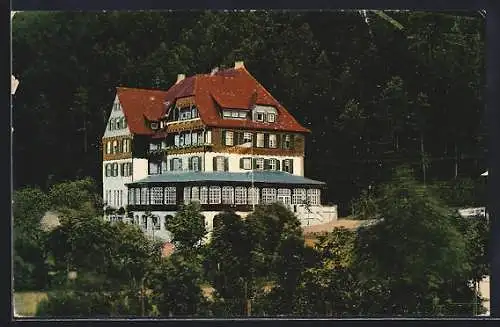 AK Sulz a. N., Solbad-Hotel Pfisterwald umrahmt von Bäumen