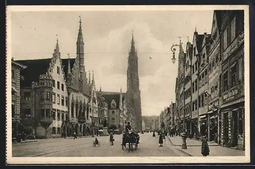 AK Landshut / Isar, Strassenpartie der Altstadt