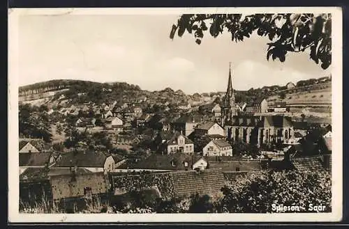 AK Spiesen /Saar, Blick auf den Ort mit Kirche