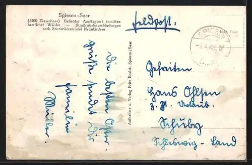 AK Spiesen /Saar, Blick auf den Ort mit Kirche