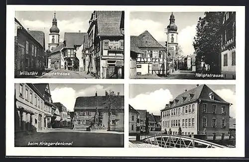 AK Willstätt, Schulhaus, Hauptstrasse, Beim Kriegerdenkmal