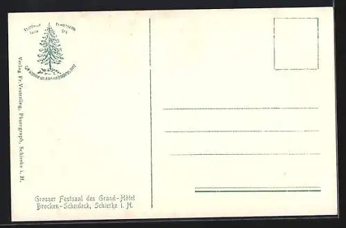 AK Schierke i. H., Grand-Hotel Brocken-Scheideck, Grosser Festsaal