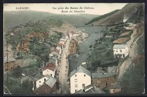 AK Laroche, Vue prise des Ruines du Château, Route du Cimetière