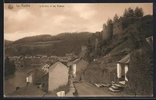 AK La Roche, L`Ourthe et les Ruines