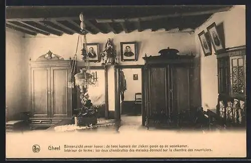 AK Gheel, Binnenzicht eener hoeve, de twee kamers der zieken geven op de woonkamer