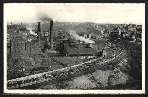 AK Charleroi, Les Fosses Sacre-Madame et Sainte-Barbe et panorama de la Ville Haute