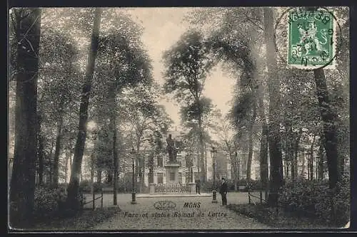 AK Mons, Parc et statue Roland de Lattre