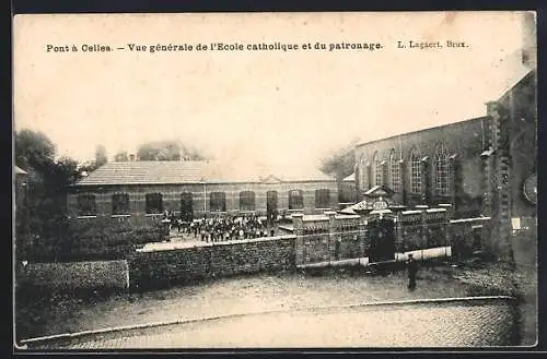 AK Pont à Celles, vue generale de l`Ecole catholique et du patronage