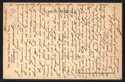 AK Wavre N.- D., Zijdezicht van het Klooster der Ursulinnen